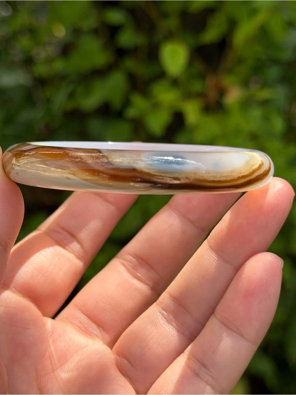 59mm Inner Diameter Translucent Agate Bangle in Brown and Cream 1742